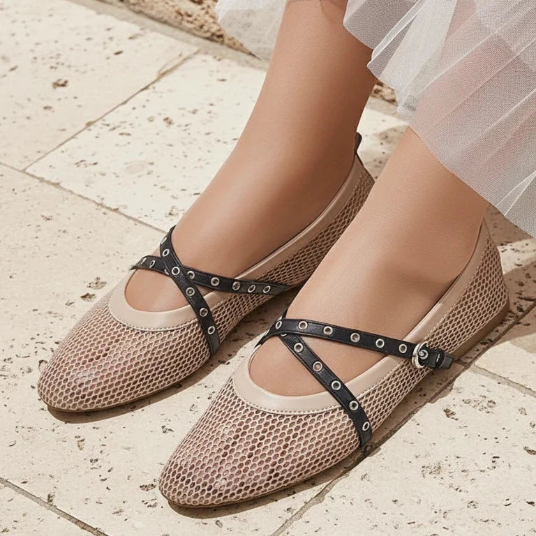 Ballerines en maille avec brides - Beige - taille 40 - vue 11