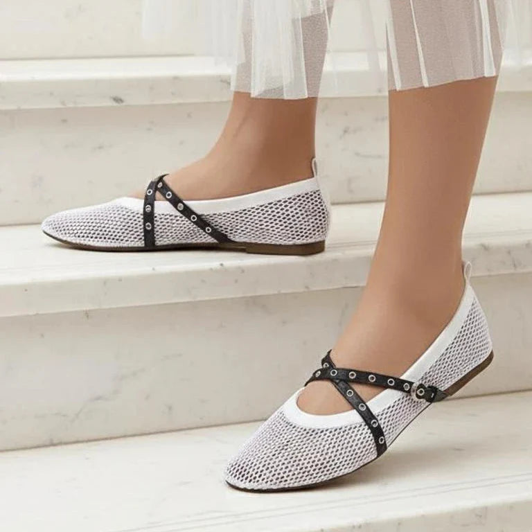 Ballerines en maille avec brides - Beige - taille 36 - vue 7
