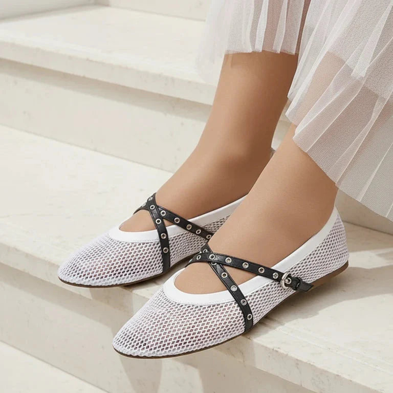 Ballerines en maille avec brides - Beige - taille 37 - vue 8