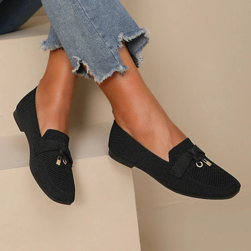 Mocassin femme en maille tissée - Noir - taille 39 - vue 4
