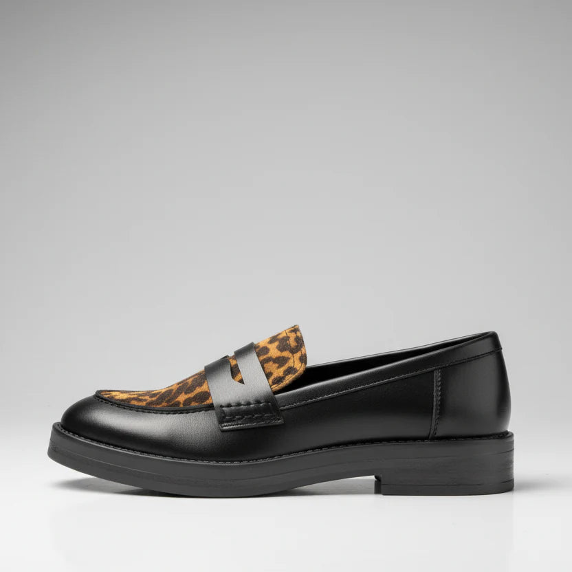 Mocassins Citadins à Empiècement Animalier - Noir Serpent - taille 41 - vue 6