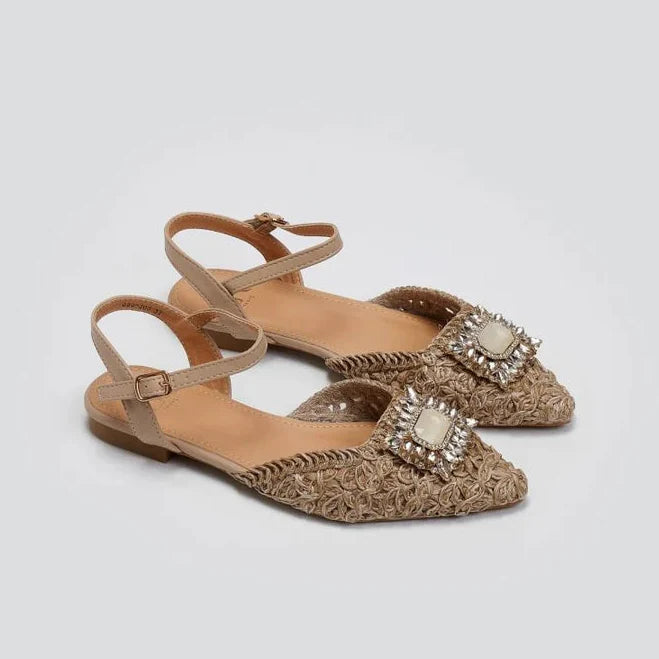 Ballerines Tressées avec Bride et Ornement - Noir - taille 39 - vue 4