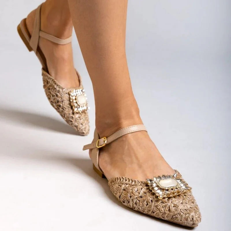 Ballerines Tressées avec Bride et Ornement - Noir - taille 40 - vue 5