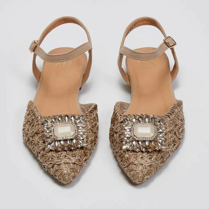 Ballerines Tressées avec Bride et Ornement - Taupe - taille 39 - vue 16
