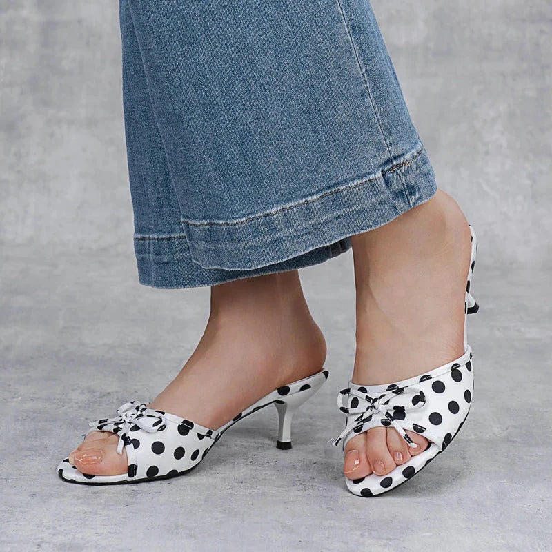 Sandales talons avec petit nœud - Noir - taille 36 - vue 1