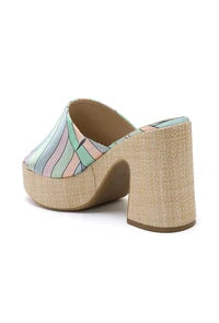 Sandale talon à plateforme en paille - Rose - taille 36 - vue 7