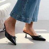Babouch Pointues à Petit Talon et Nœud - Noir - taille 39 - vue 4