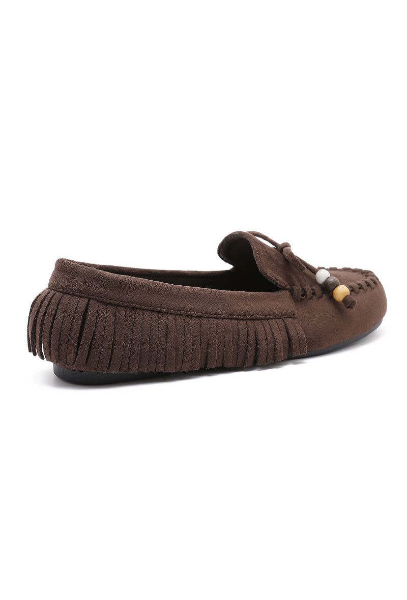 Mocassin à franges et noeud décoratif - Camel - taille 36 - vue 13