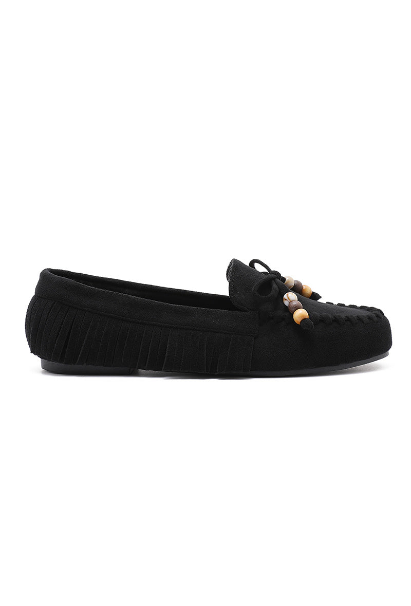 Mocassin à franges et noeud décoratif - Camel - taille 38 - vue 15