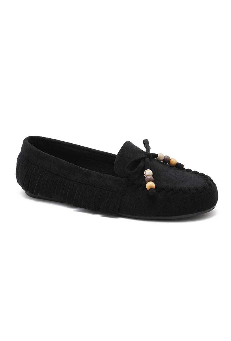 Mocassin à franges et noeud décoratif - Camel - taille 40 - vue 17