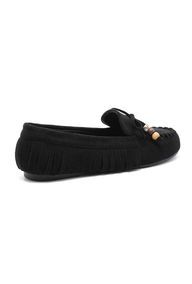 Mocassin à franges et noeud décoratif - Camel - taille 41 - vue 18