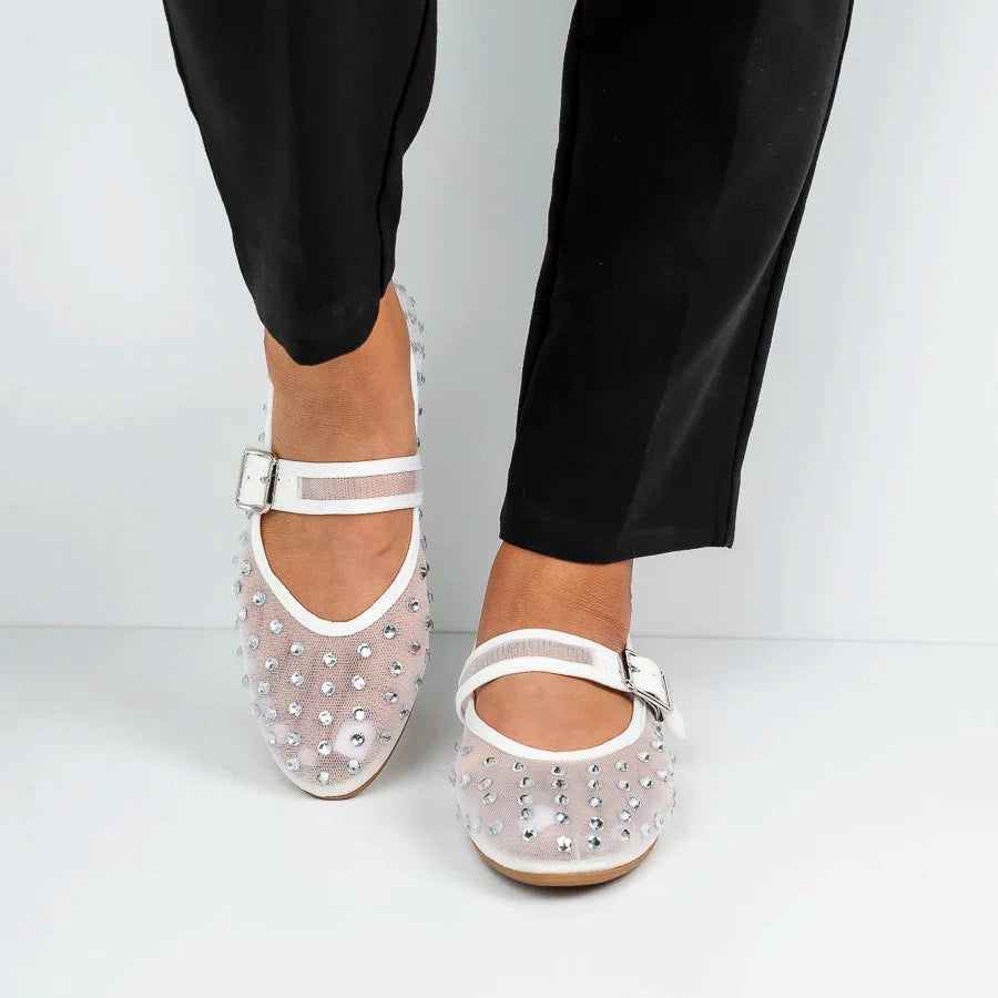Ballerines ornées de strass - Blanc - taille 36 - vue 7