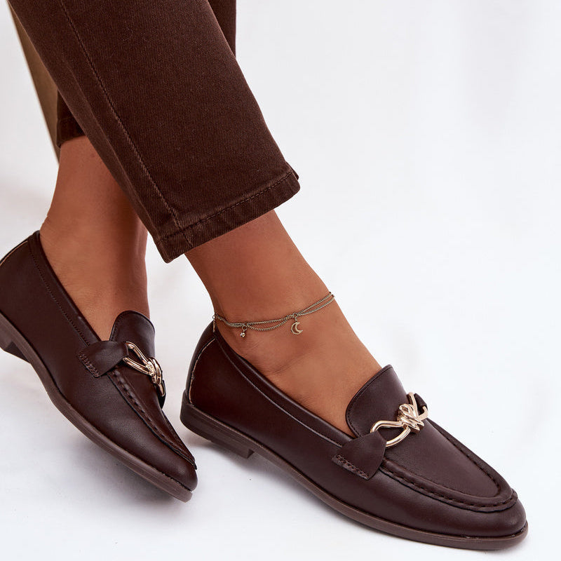 Mocassins Élégants à Mors Doré - Marron - taille 41