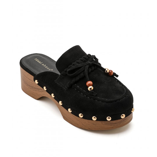 Mules Sabots Style Loafer en Daim - Noir - taille 40 - vue 5