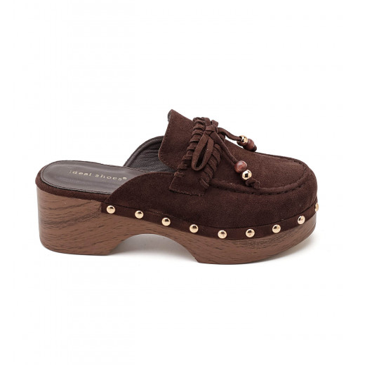 Mules Sabots Style Loafer en Daim - Beige - taille 37 - vue 8