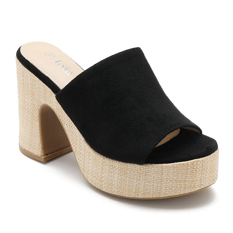 Sandale talon à plateforme en paille - Rose - taille 39 - vue 10