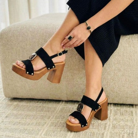 Sandale demi talon avec détail en pierre - Marron - taille 39 - vue 10