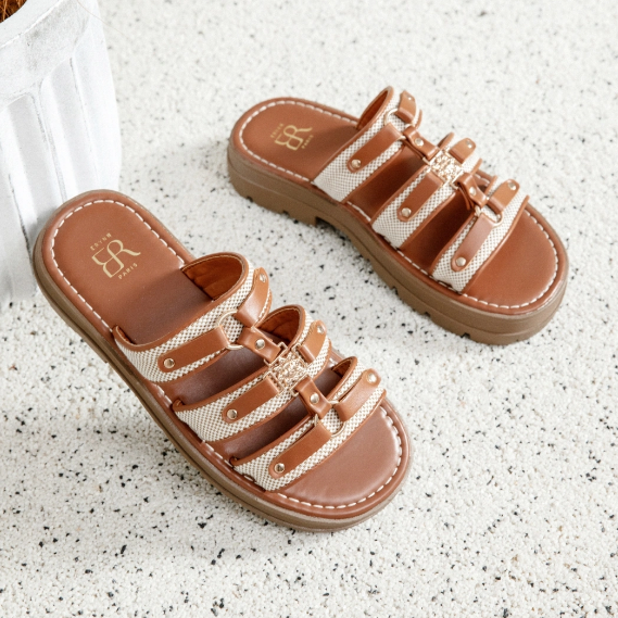 sandales plates pour femme avec brides - Marron - taille 39 - vue 10