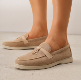 Mocassins en daim avec une bride décorative - Beige - taille 37 - vue 8
