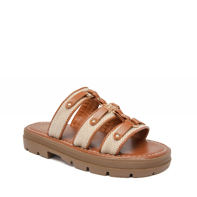 sandales plates pour femme avec brides - Camel - taille 36 - vue 13