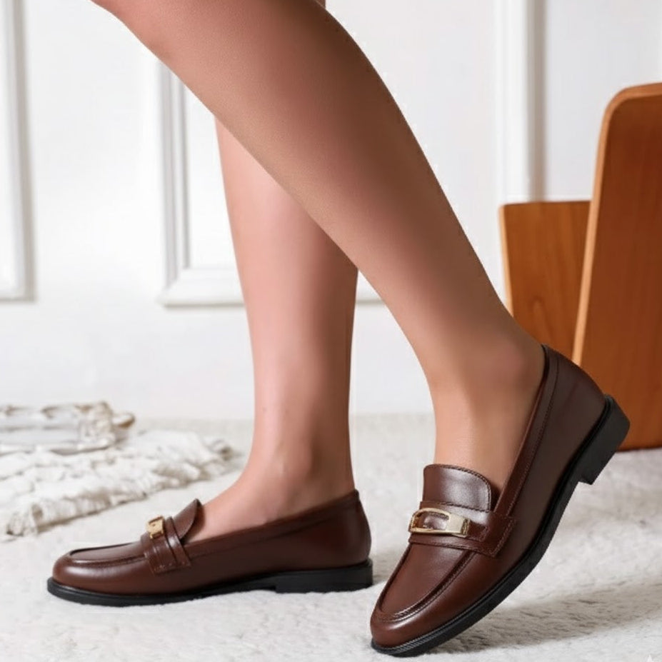 Mocassins avec boucle décorative - Marron - taille 36 - vue 7