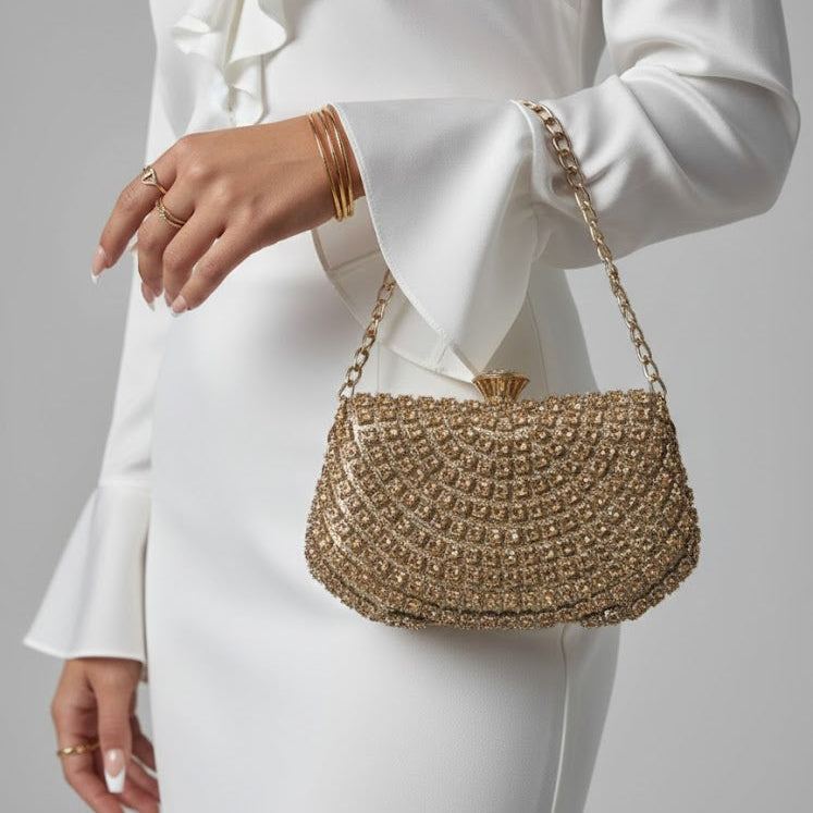 Petit sac soirée à chaîne très bonne qualité - Or - taille 41 - vue 1