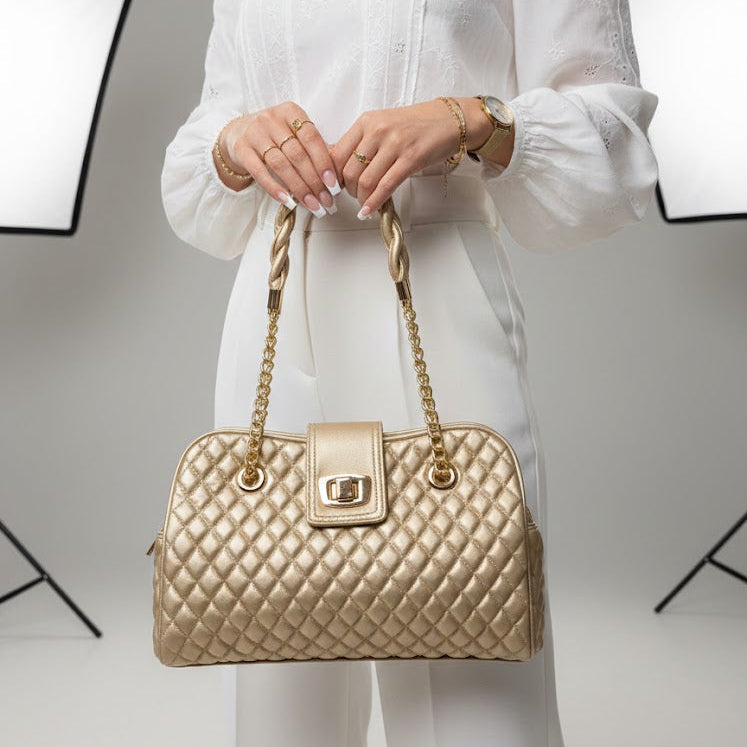 L’Éclat du Soir : Duo Sac et Escarpins Dorés - Or - taille 38 - vue 3