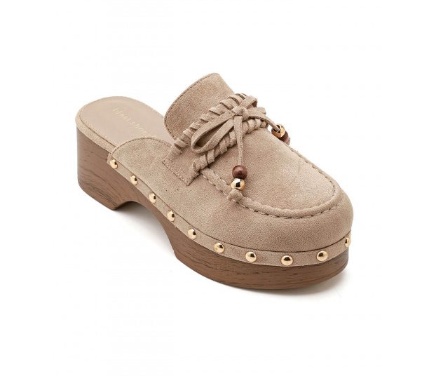 Mules Sabots Style Loafer en Daim - Beige - taille 38 - vue 9