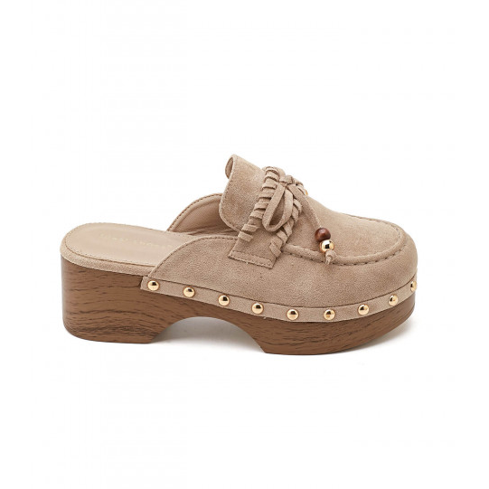 Mules Sabots Style Loafer en Daim - Beige - taille 39 - vue 10