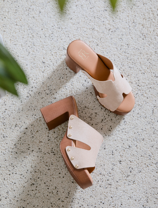 Sandale en suédine à talons carrés - Beige - taille 37 - vue 14